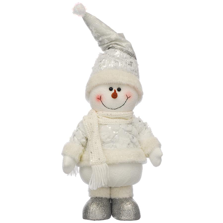 Standing Soft White & Silver Snowman